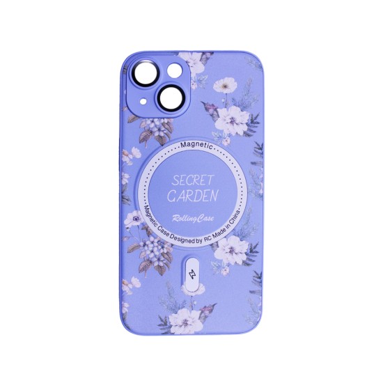 Capa Magnetic com Desenho De Flores para Apple iPhone 14 Verde Capa Magnetic com Desenho De Flores para Apple iPhone 14 Verde